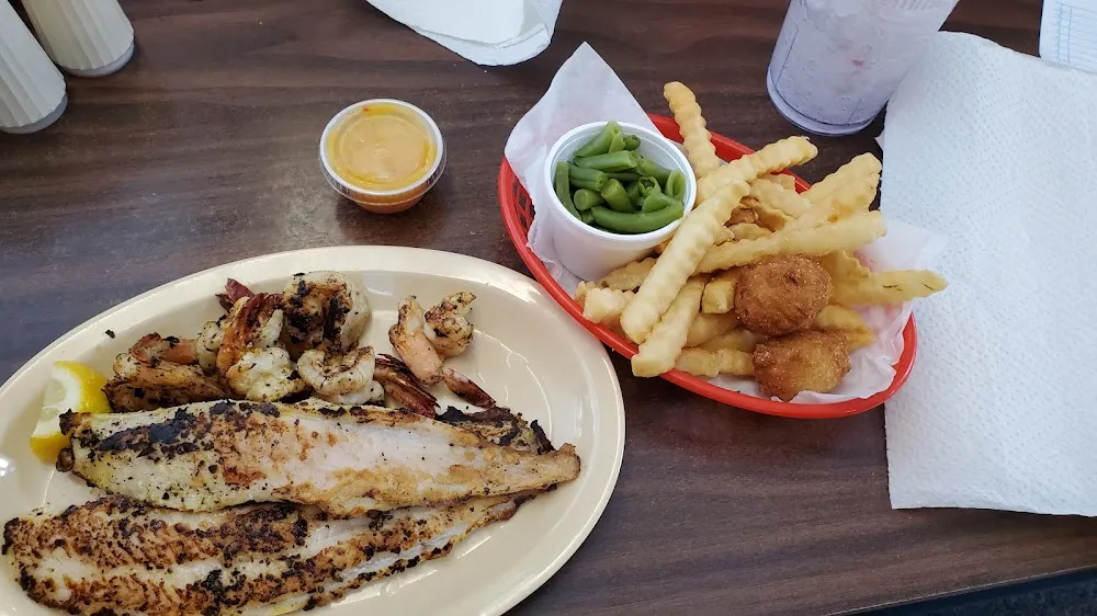 Grilled Grouper and Shrimp Dinner
